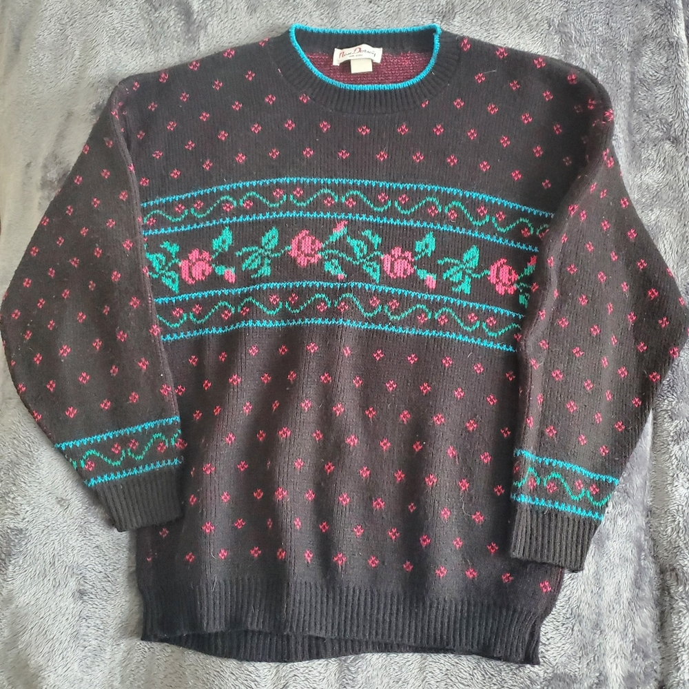 Nan Dorsey 90's Floral Knit Sweater